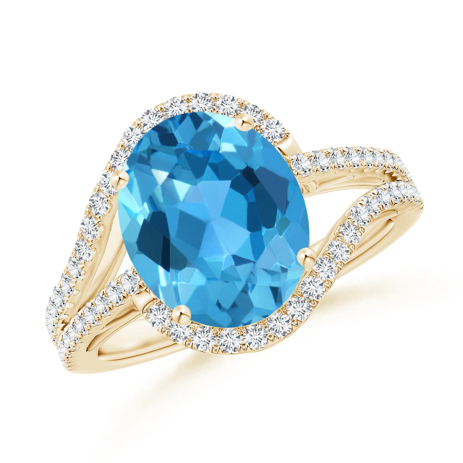 AAA - Swiss Blue Topaz / 5.2 CT / 14 KT Yellow Gold