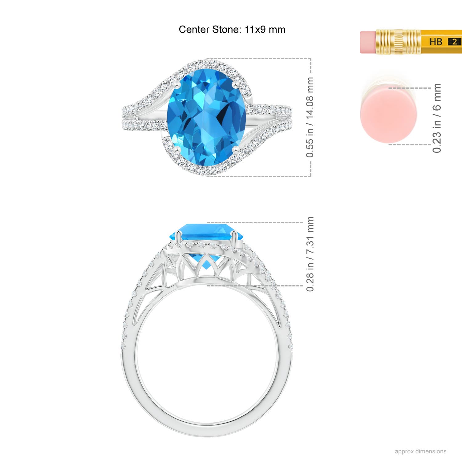 AAAA - Swiss Blue Topaz / 5.2 CT / 14 KT White Gold