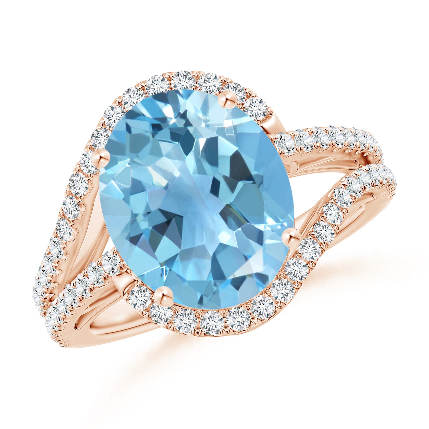 A - Swiss Blue Topaz / 6.22 CT / 14 KT Rose Gold