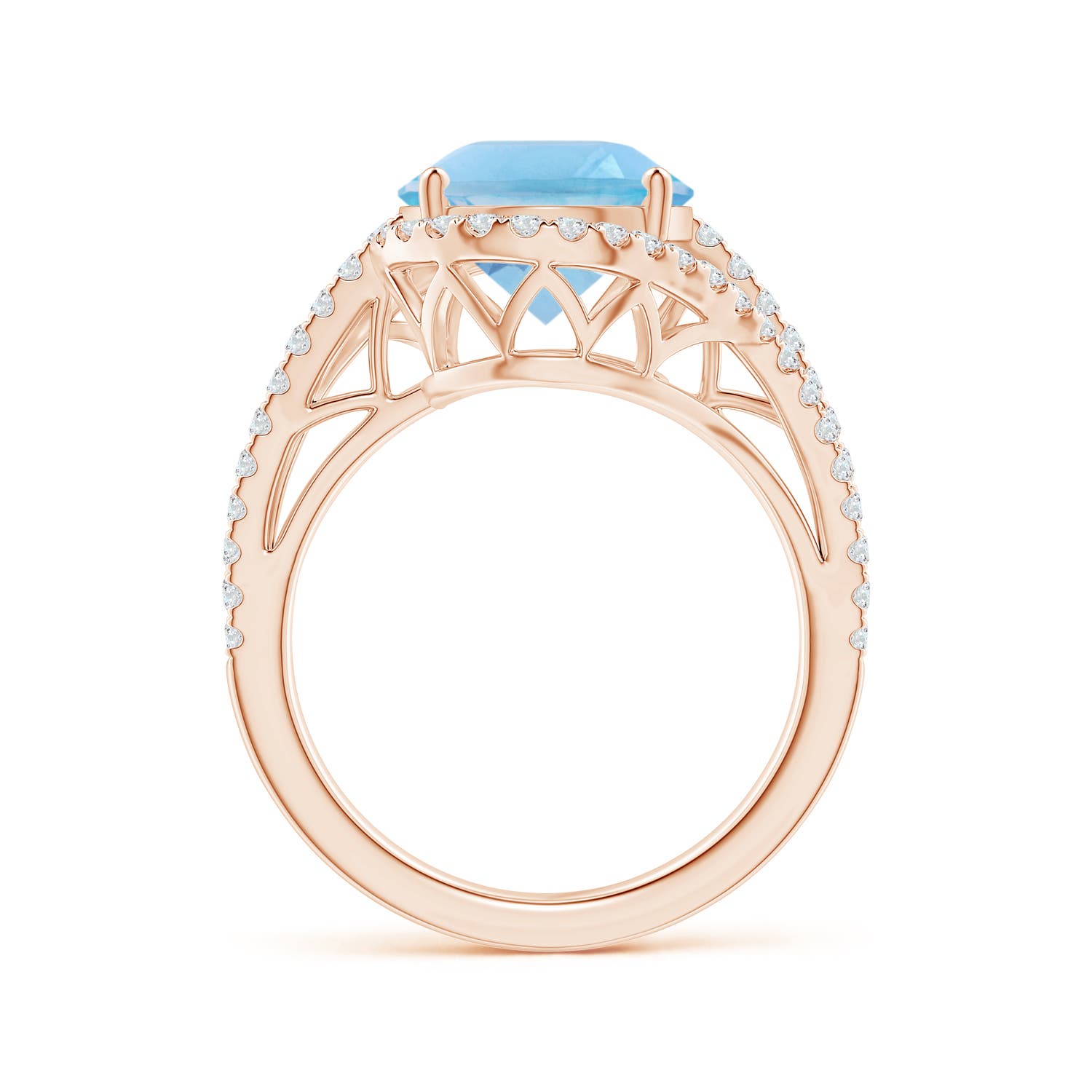 A - Swiss Blue Topaz / 6.22 CT / 14 KT Rose Gold