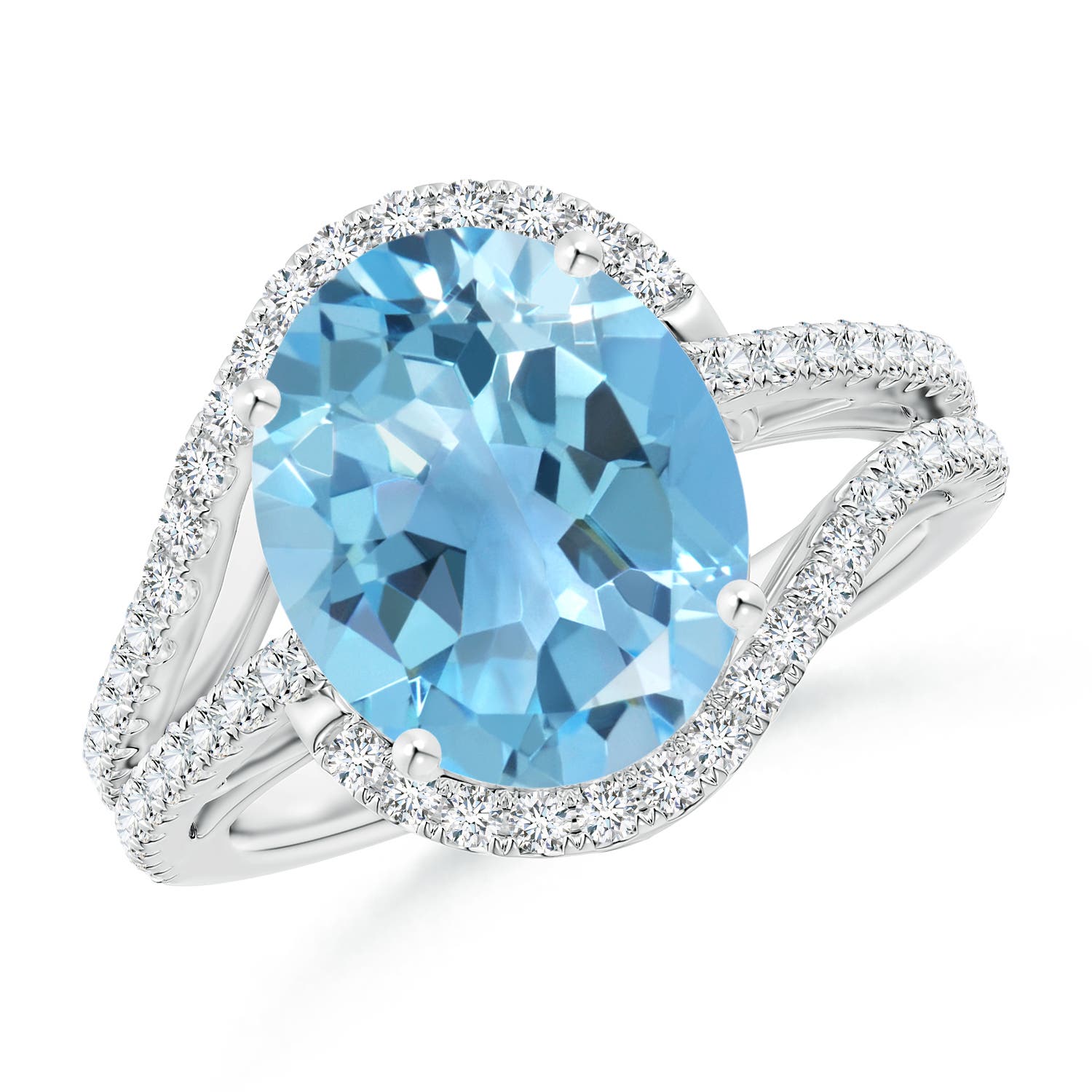 A - Swiss Blue Topaz / 6.22 CT / 14 KT White Gold