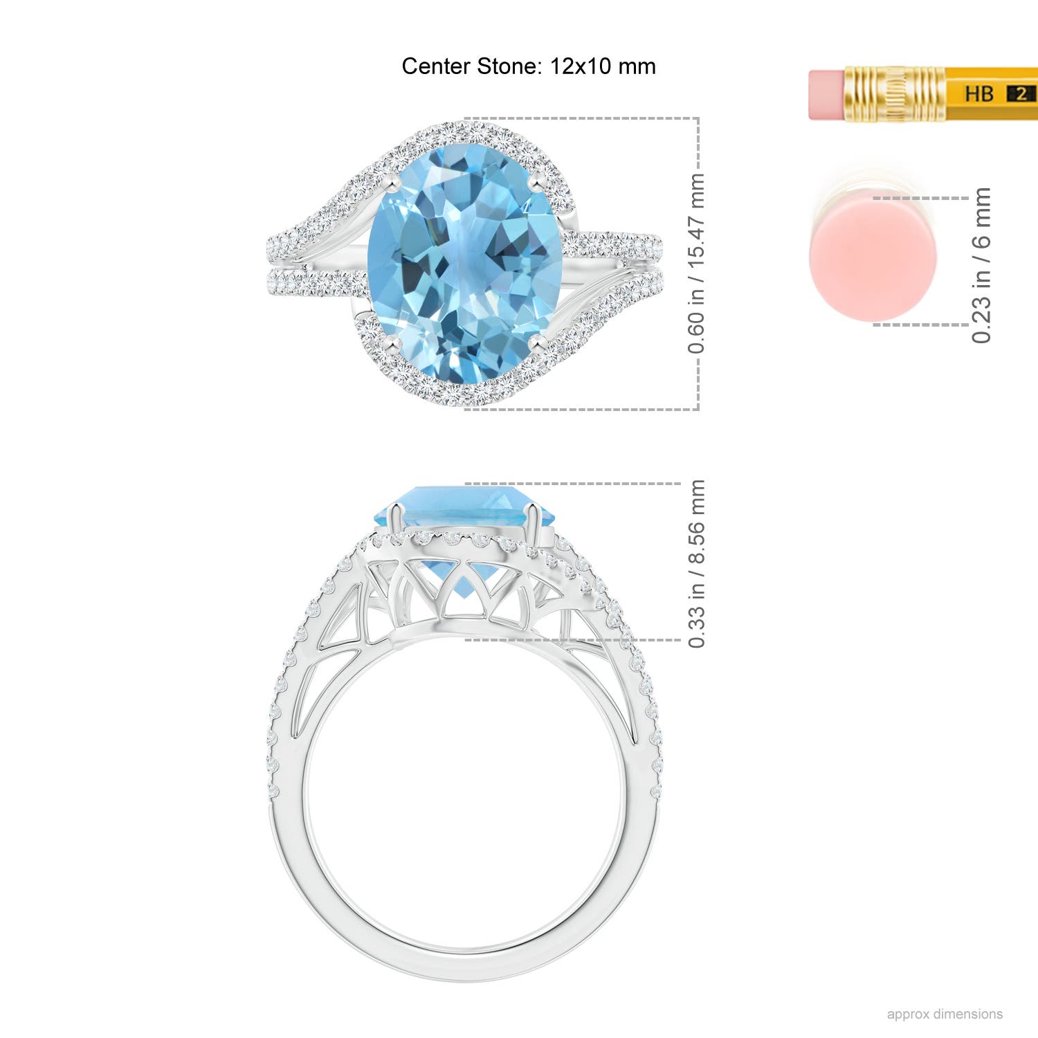 A - Swiss Blue Topaz / 6.22 CT / 14 KT White Gold