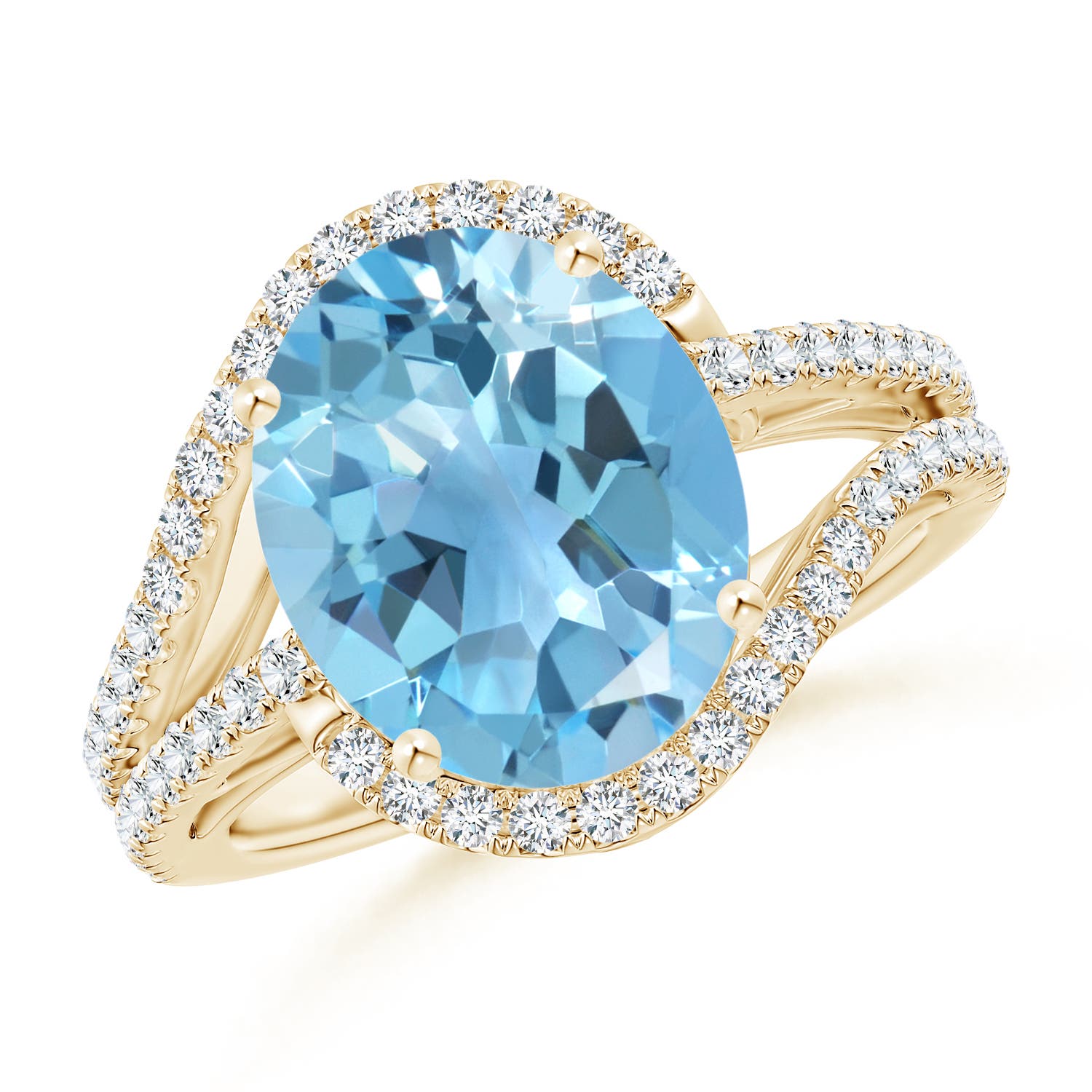 A - Swiss Blue Topaz / 6.22 CT / 14 KT Yellow Gold