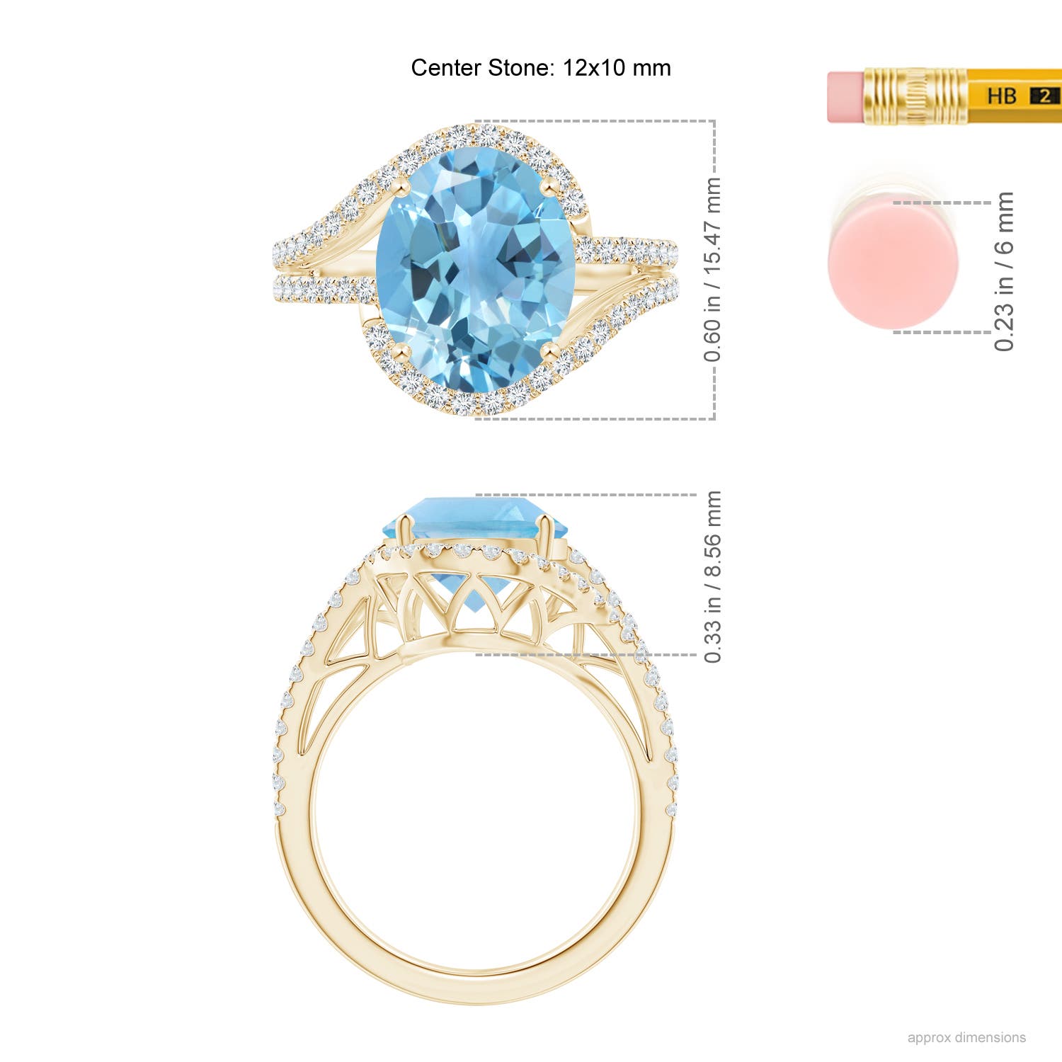 A - Swiss Blue Topaz / 6.22 CT / 14 KT Yellow Gold