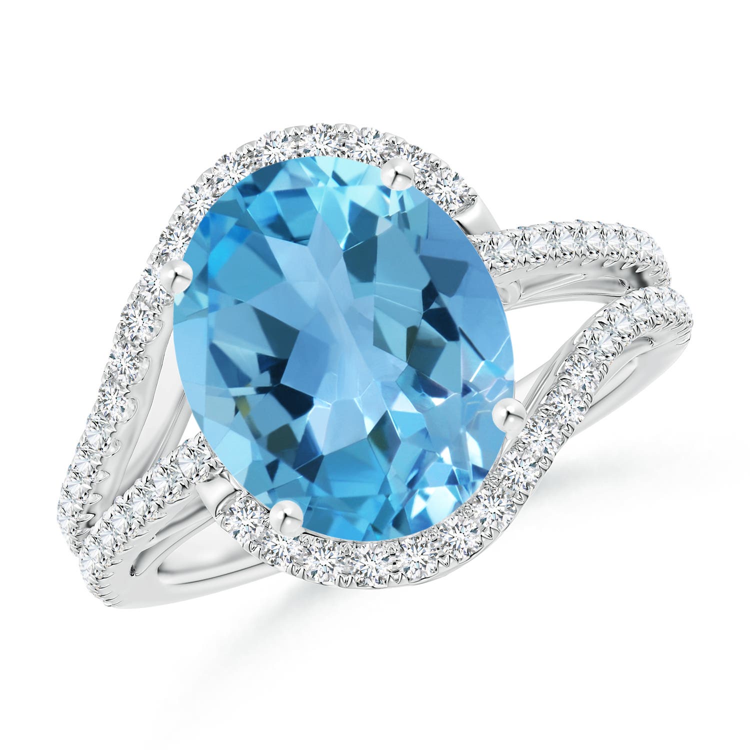 AA - Swiss Blue Topaz / 6.22 CT / 14 KT White Gold