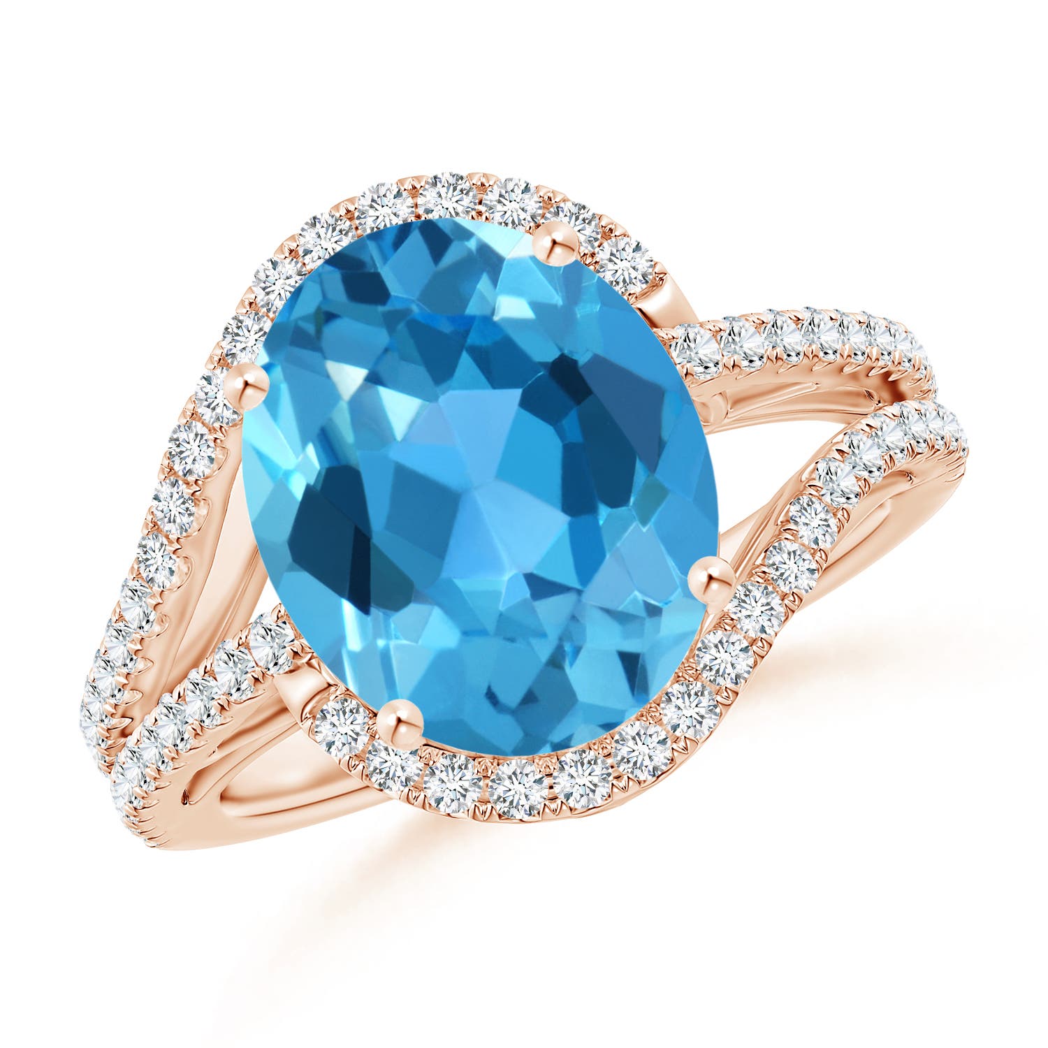 AAA - Swiss Blue Topaz / 6.22 CT / 14 KT Rose Gold