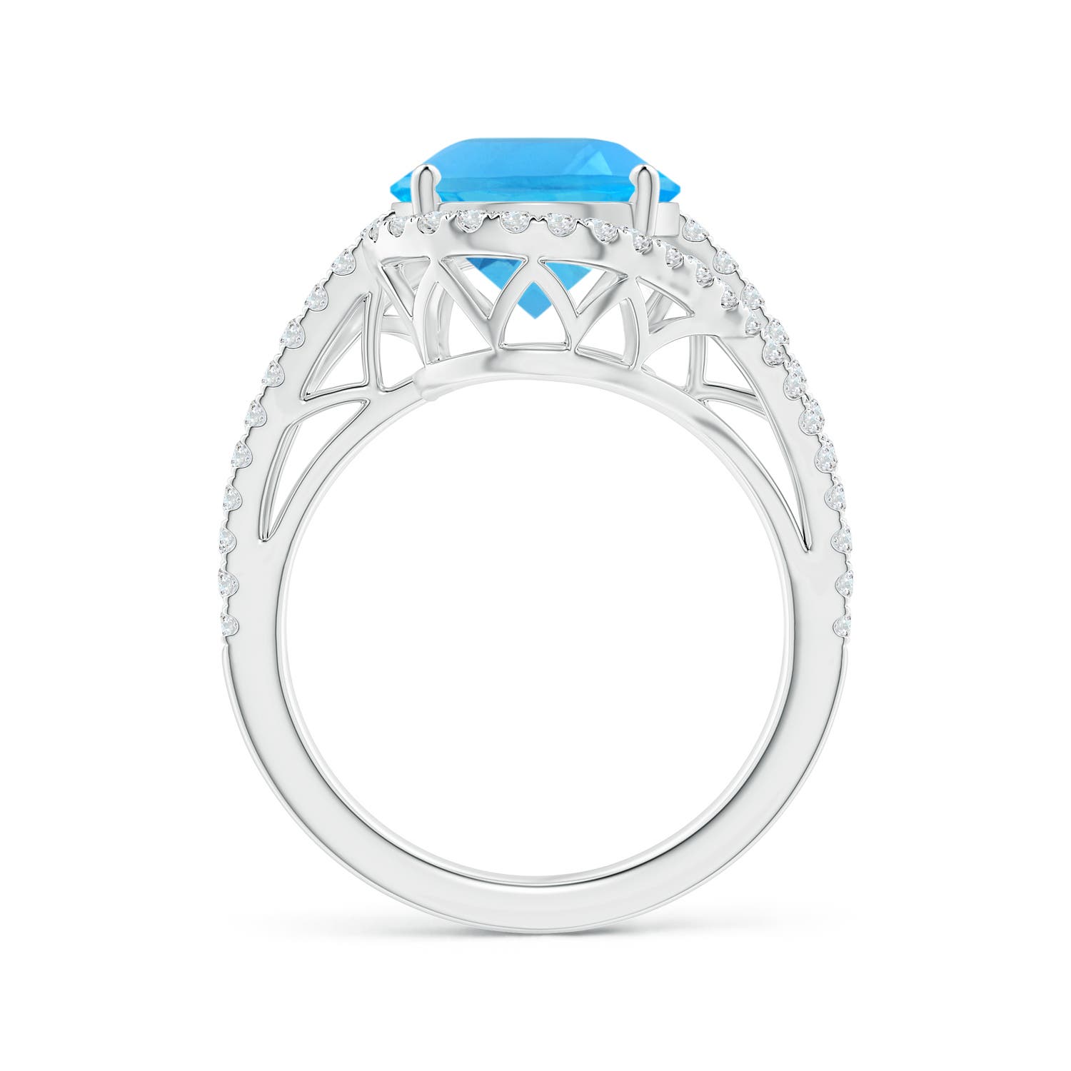 AAA - Swiss Blue Topaz / 6.22 CT / 14 KT White Gold