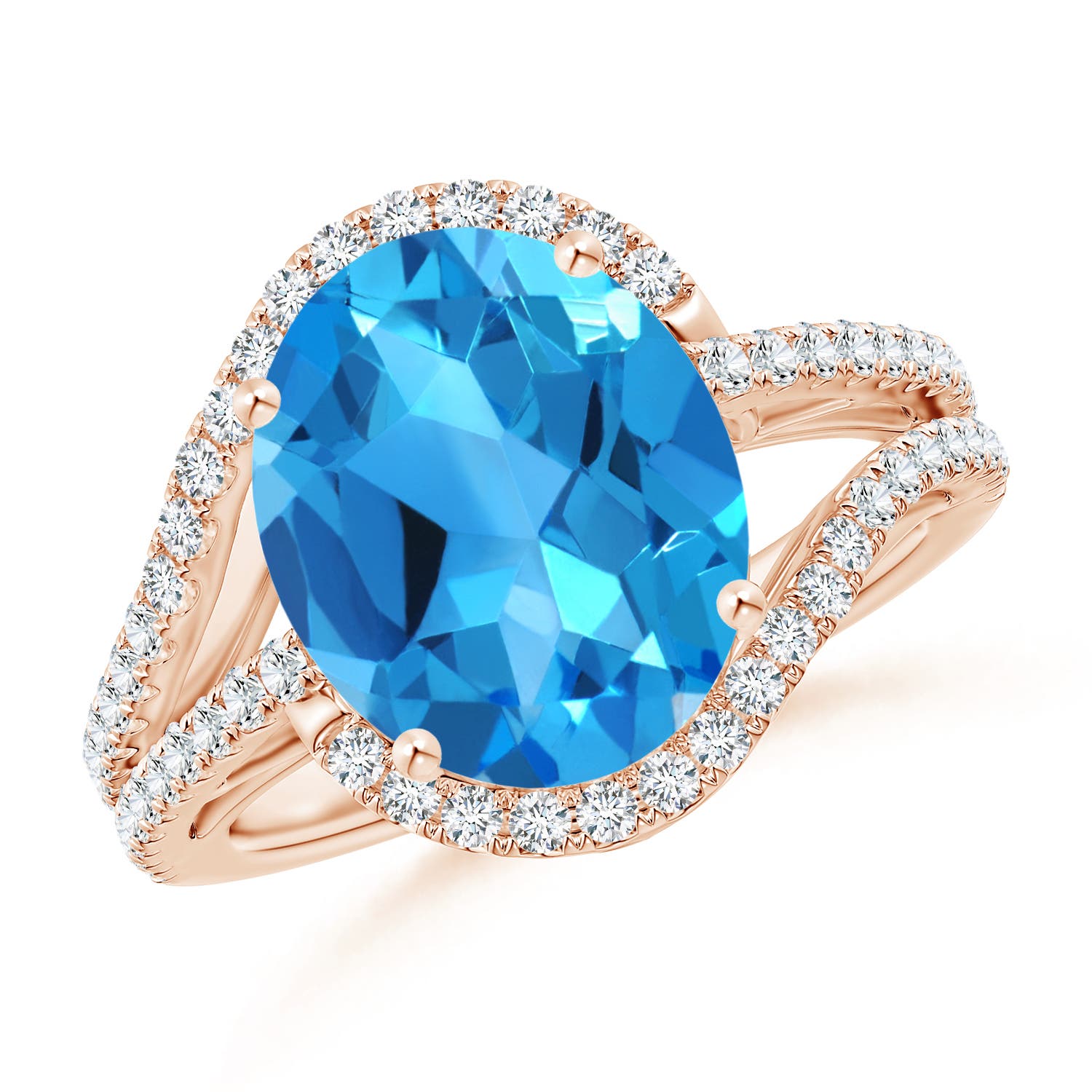 AAAA - Swiss Blue Topaz / 6.22 CT / 14 KT Rose Gold