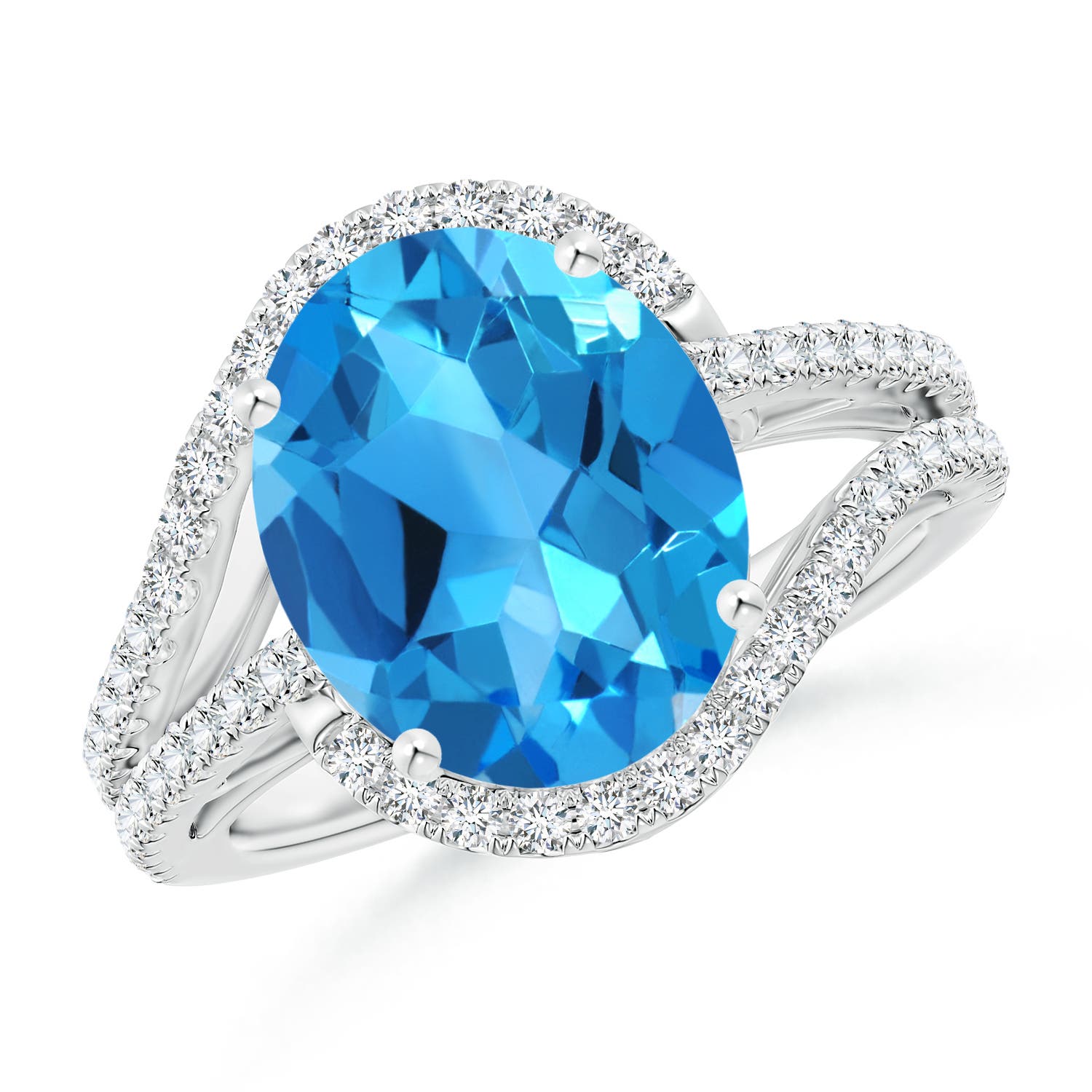 AAAA - Swiss Blue Topaz / 6.22 CT / 14 KT White Gold