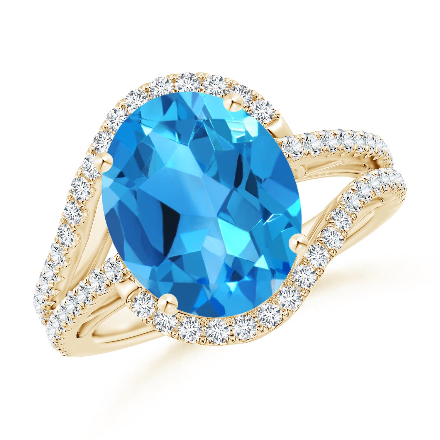 AAAA - Swiss Blue Topaz / 6.22 CT / 14 KT Yellow Gold