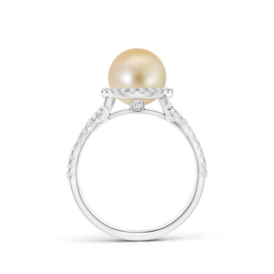 8mm AAA Golden South Sea Pearl and Diamond Halo Ring in White Gold product image