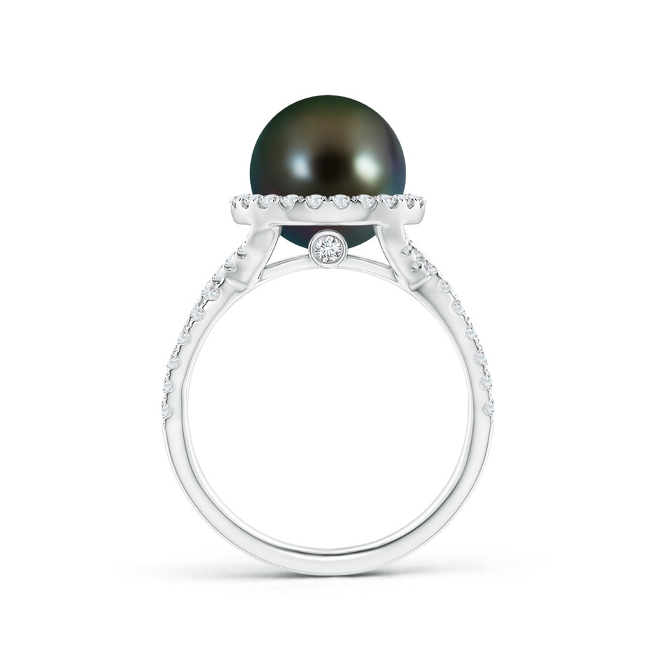 9mm AAAA Tahitian Cultured Pearl and Diamond Halo Ring in White Gold product image