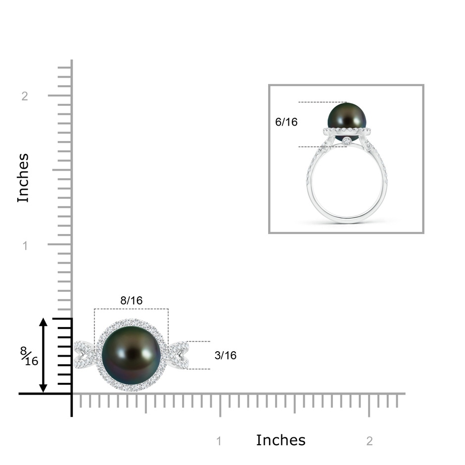 9mm AAAA Tahitian Cultured Pearl and Diamond Halo Ring in White Gold product image