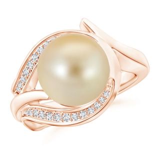 10mm AAA Golden South Sea Pearl and Diamond Loop Ring in Rose Gold