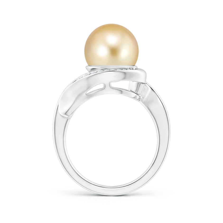 10mm AAAA Golden South Sea Pearl and Diamond Loop Ring in White Gold product image