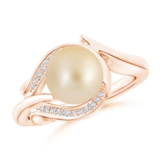 8mm AA Golden South Sea Pearl and Diamond Loop Ring in Rose Gold
