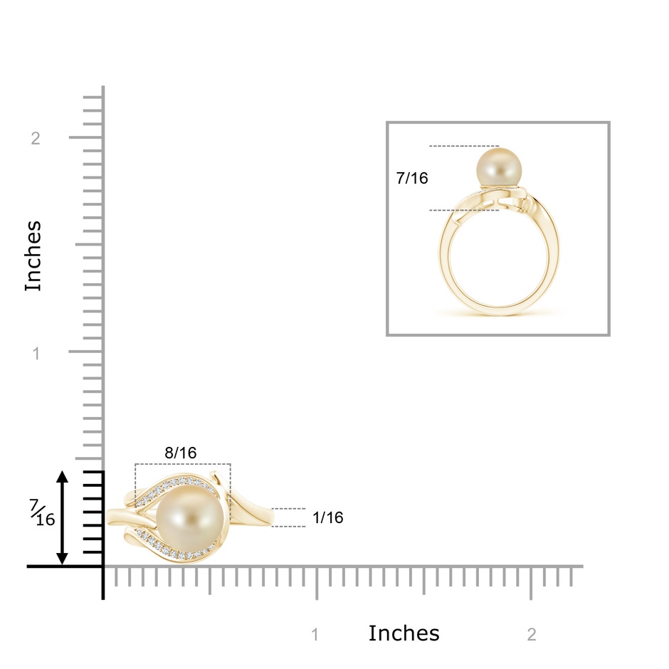 8mm AAA Golden South Sea Pearl and Diamond Loop Ring in Yellow Gold product image