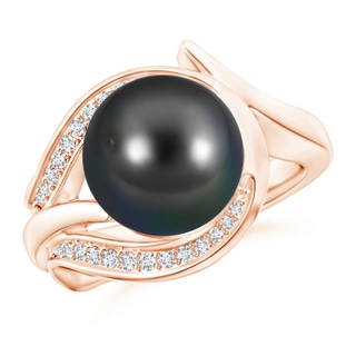 10mm AA Tahitian Pearl and Diamond Loop Ring in Rose Gold