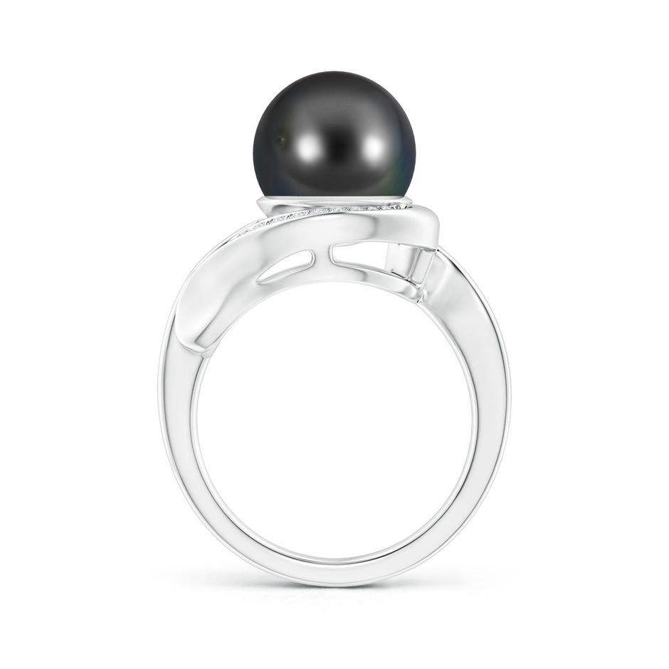 10mm AA Tahitian Pearl and Diamond Loop Ring in White Gold product image
