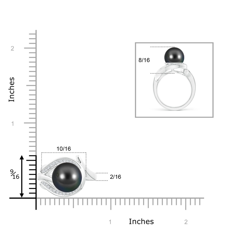 10mm AA Tahitian Pearl and Diamond Loop Ring in White Gold product image