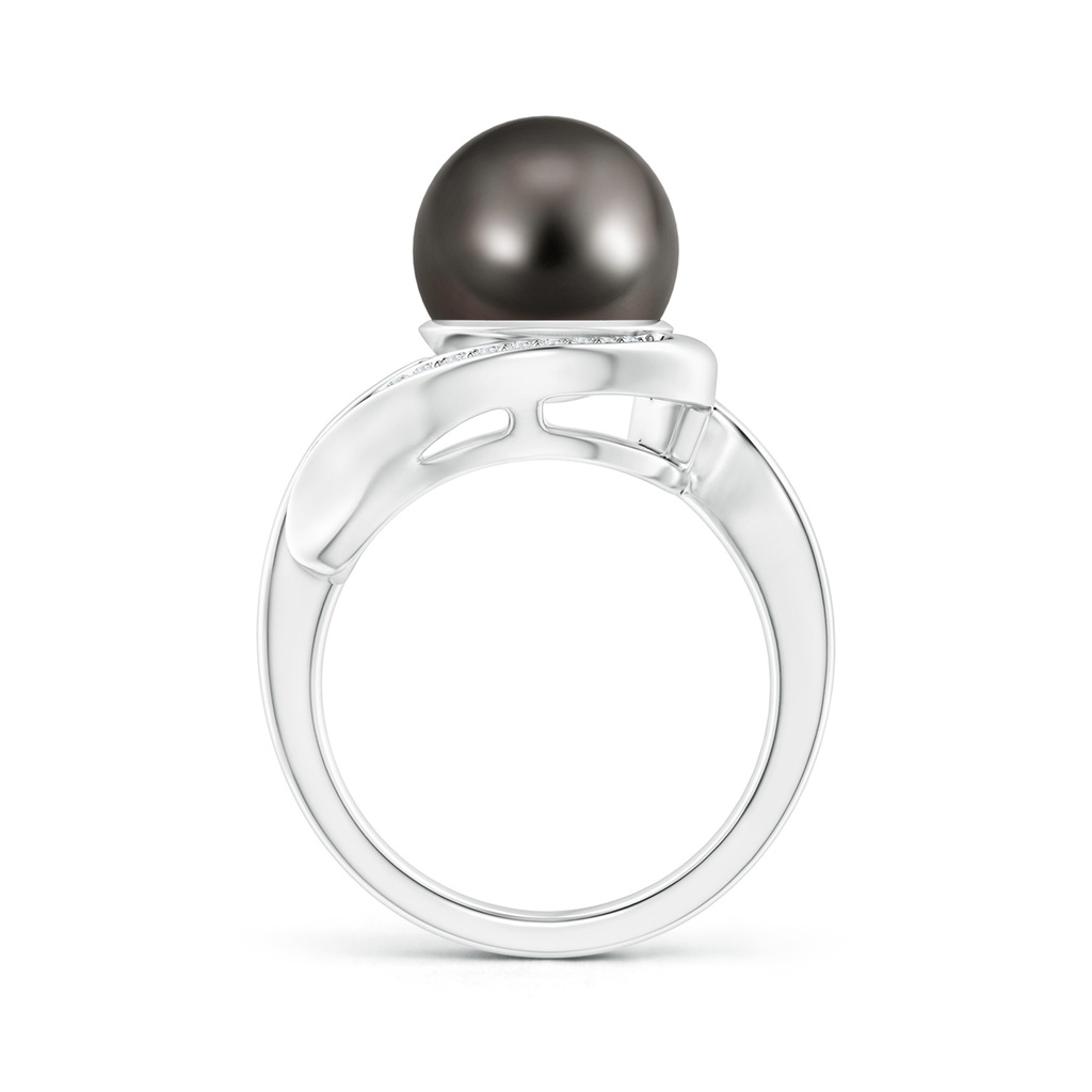 10mm AAA Tahitian Pearl and Diamond Loop Ring in White Gold Product Image