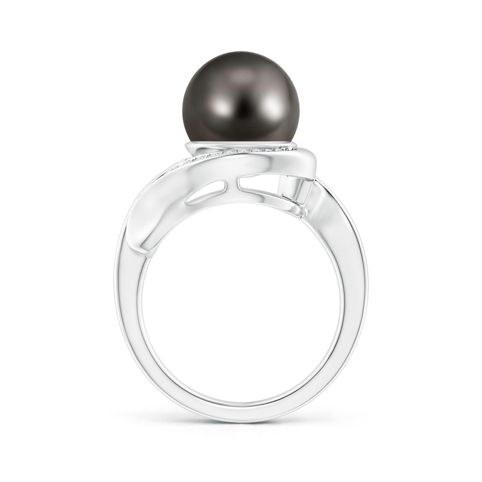 10mm AAA Tahitian Pearl and Diamond Loop Ring in White Gold product image