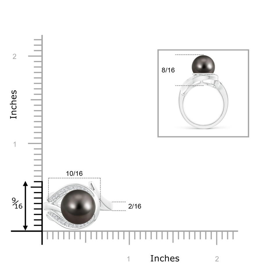 10mm AAA Tahitian Pearl and Diamond Loop Ring in White Gold product image