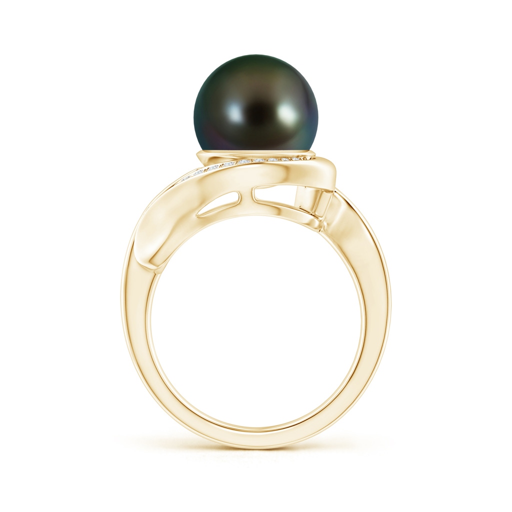 10mm AAAA Tahitian Pearl and Diamond Loop Ring in Yellow Gold Product Image