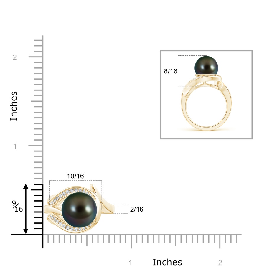 10mm AAAA Tahitian Pearl and Diamond Loop Ring in Yellow Gold product image