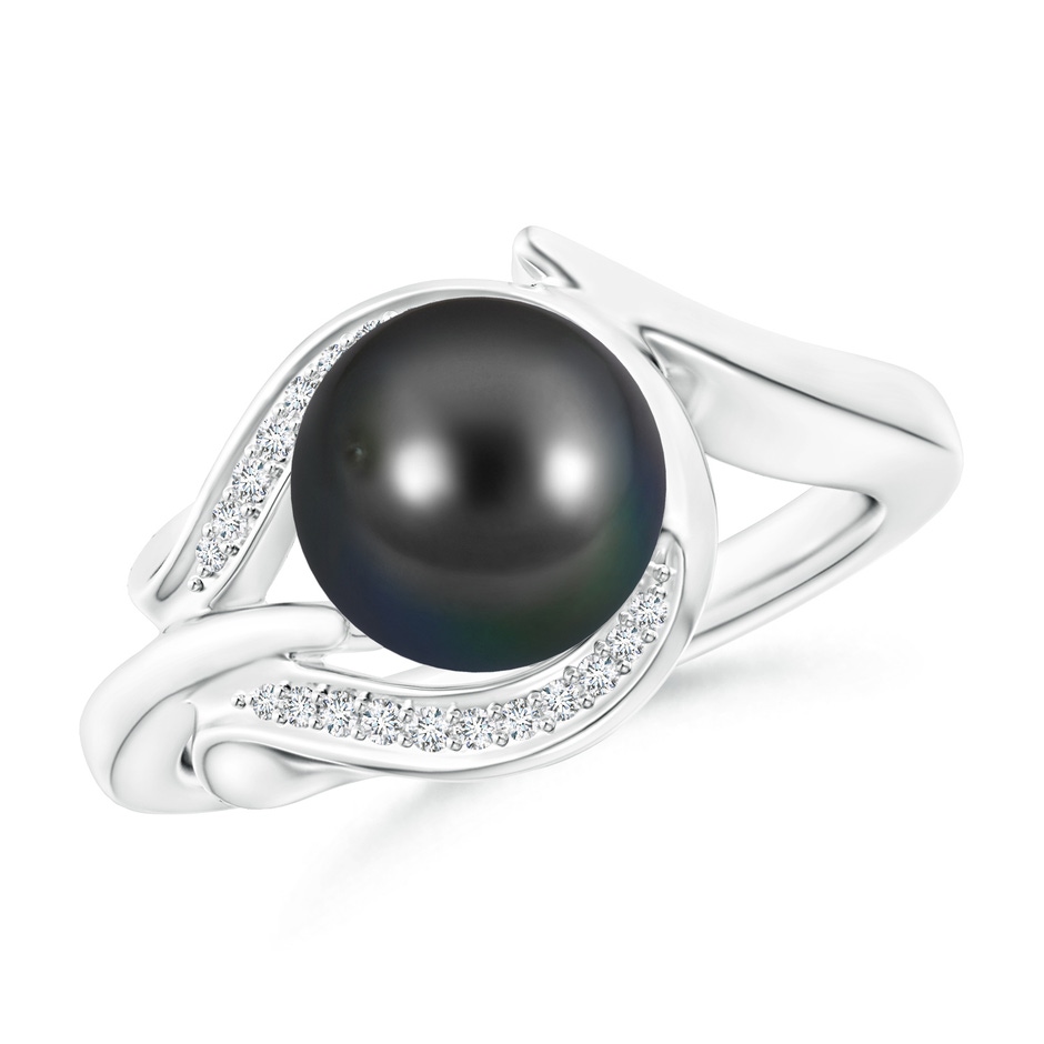 8mm AA Tahitian Pearl and Diamond Loop Ring in White Gold 