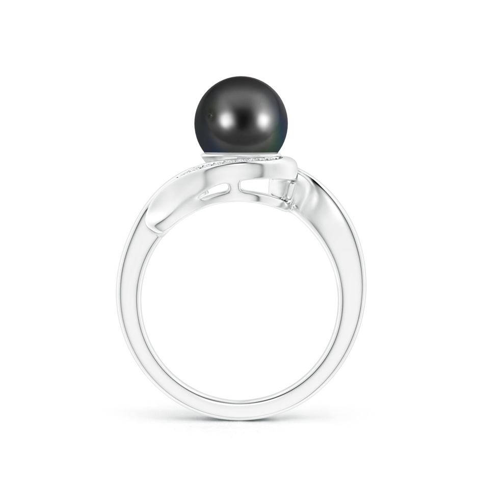 8mm AA Tahitian Pearl and Diamond Loop Ring in White Gold product image