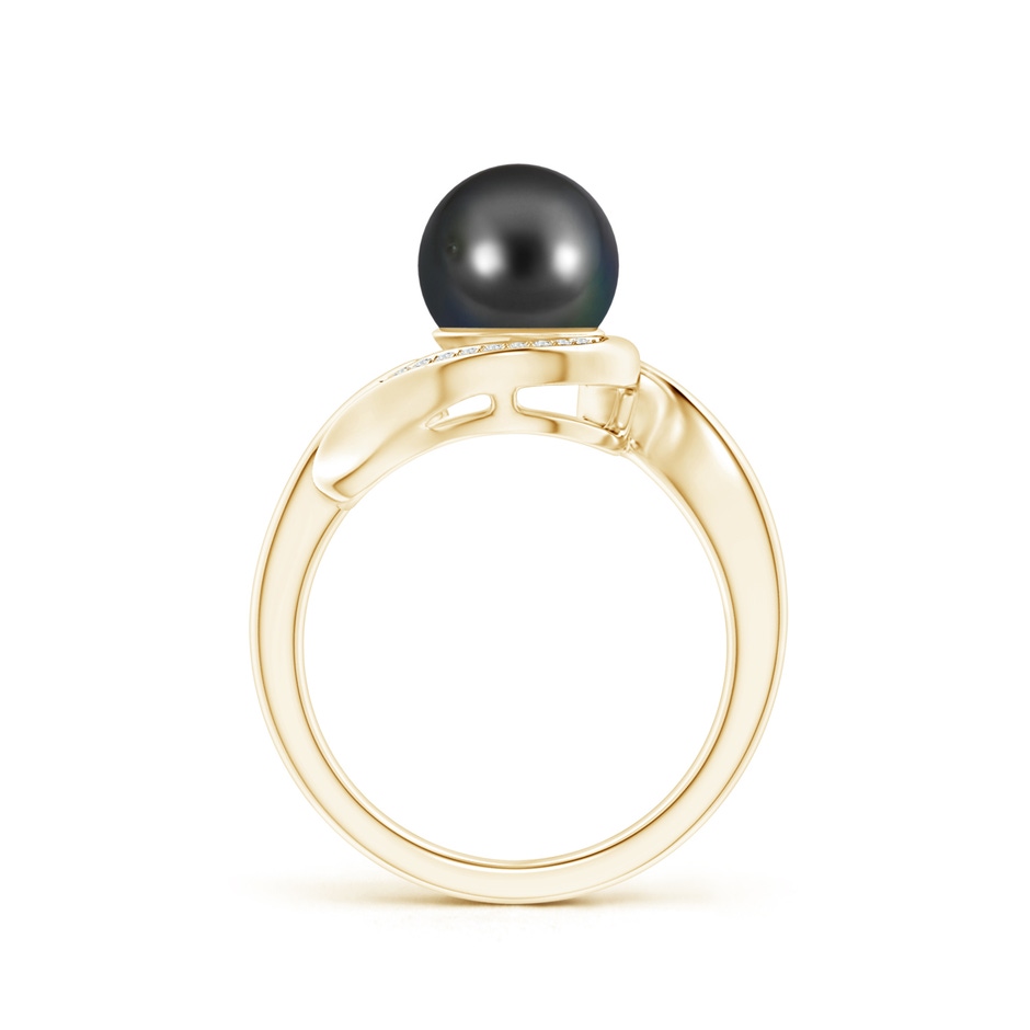 8mm AA Tahitian Pearl and Diamond Loop Ring in Yellow Gold product image