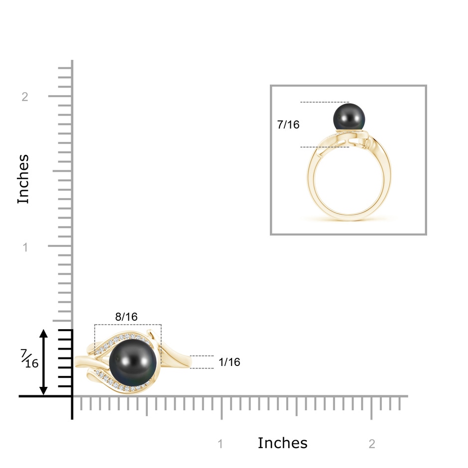 8mm AA Tahitian Pearl and Diamond Loop Ring in Yellow Gold product image