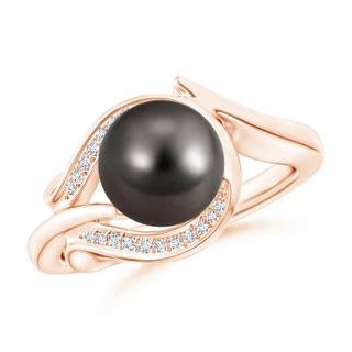 8mm AAA Tahitian Pearl and Diamond Loop Ring in 9K Rose Gold