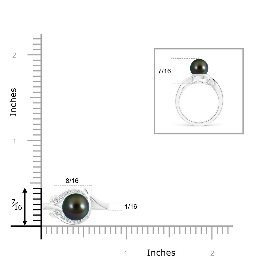8mm AAAA Tahitian Pearl and Diamond Loop Ring in White Gold product image