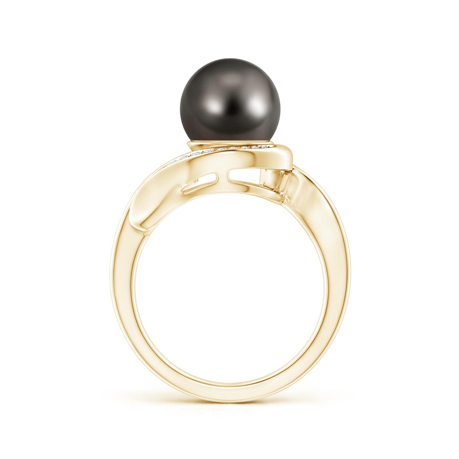 9mm AAA Tahitian Pearl and Diamond Loop Ring in Yellow Gold product image