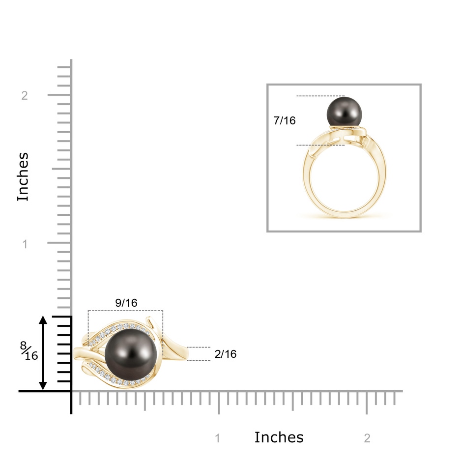 9mm AAA Tahitian Pearl and Diamond Loop Ring in Yellow Gold product image