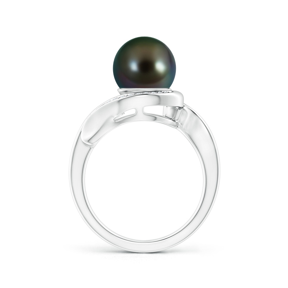 9mm AAAA Tahitian Pearl and Diamond Loop Ring in White Gold product image