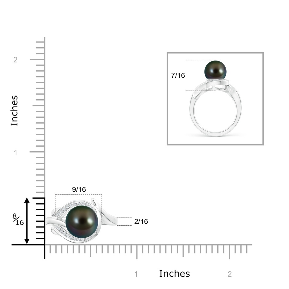 9mm AAAA Tahitian Pearl and Diamond Loop Ring in White Gold product image