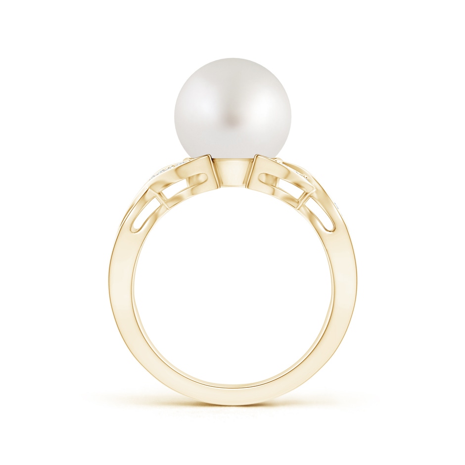 10mm AA South Sea Cultured Pearl and Diamond Criss Cross Ring in Yellow Gold product image