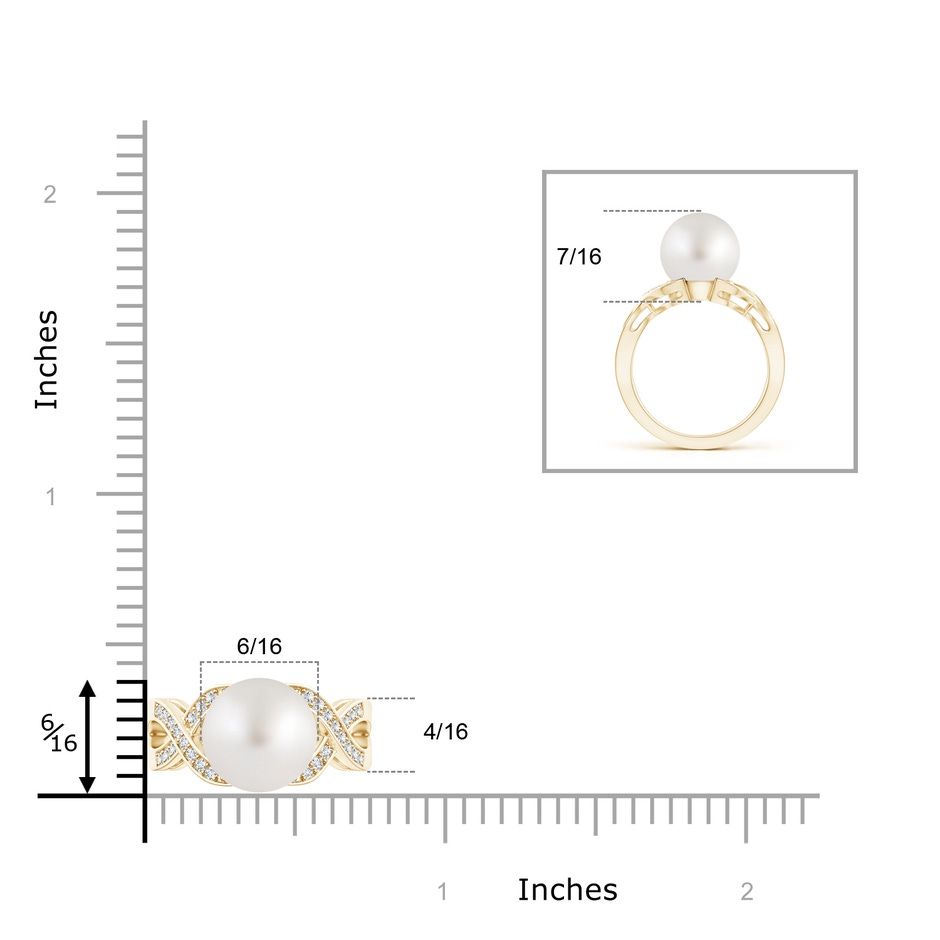 10mm AA South Sea Cultured Pearl and Diamond Criss Cross Ring in Yellow Gold product image