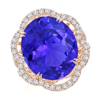 17.34x14.48x9.11mm AAAA GIA Certified Oval Tanzanite Scalloped Halo Ring in Rose Gold