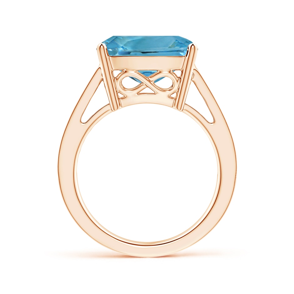 12.12x12x7.87mm AAAA GIA Certified Cushion Aquamarine Reverse Tapered Shank Ring in Rose Gold side-1