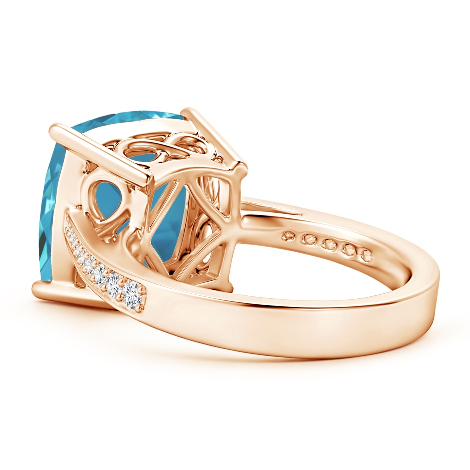 12.12x12x7.87mm AAAA GIA Certified Cushion Aquamarine Reverse Tapered Shank Ring in Rose Gold side-2