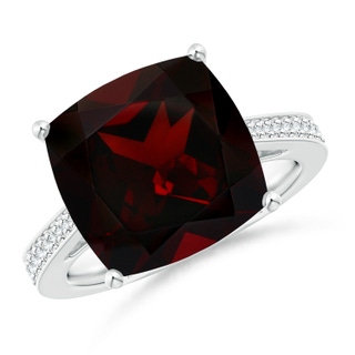 12.07x12.05x6.67mm AAA GIA Certified Cushion Garnet Reverse Tapered Shank Ring in 9K White Gold