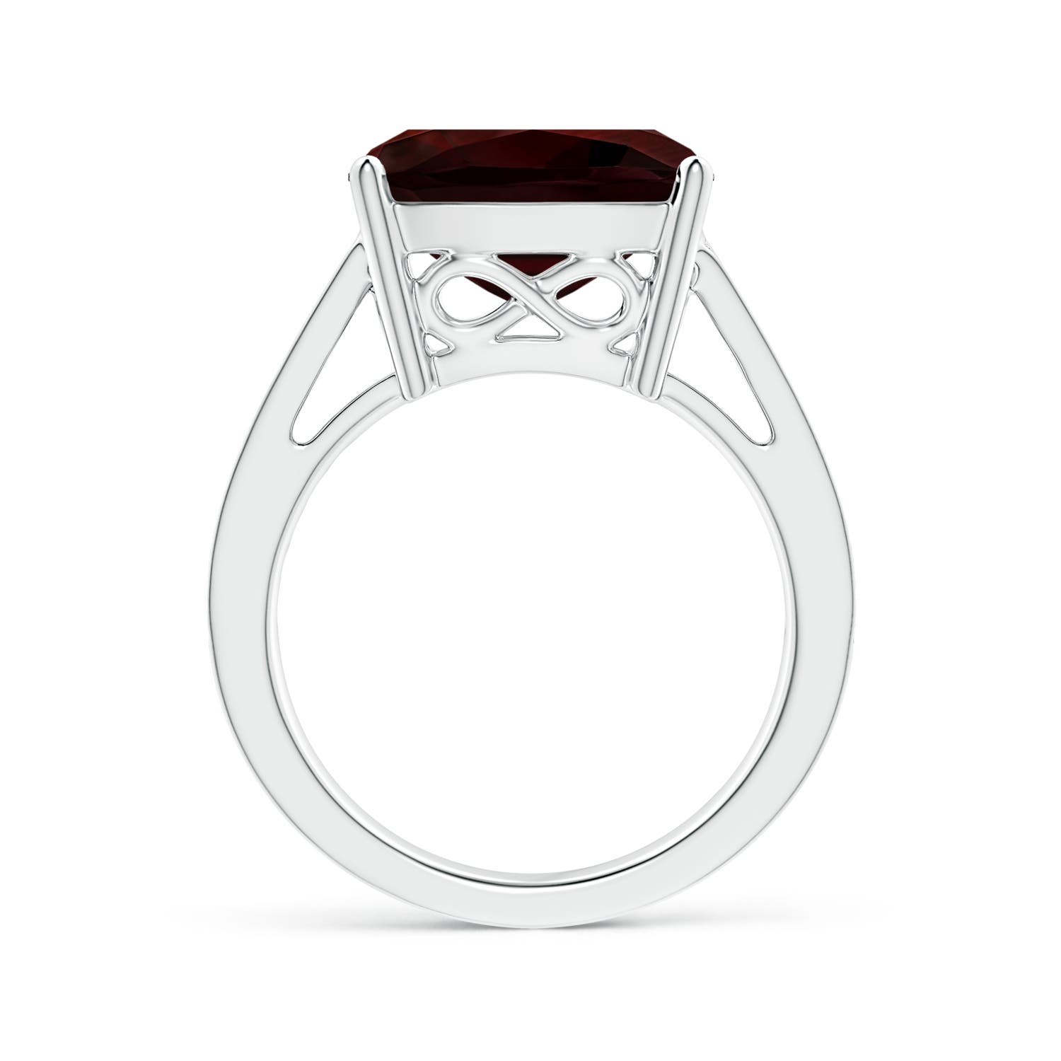 12.07x12.05x6.67mm AAA GIA Certified Cushion Garnet Reverse Tapered Shank Ring in White Gold - side 2