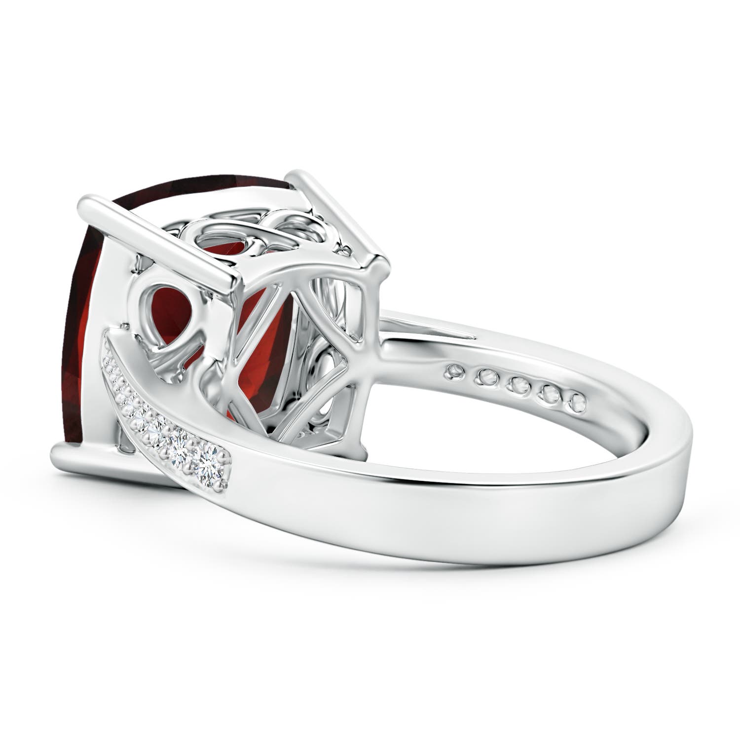 12.07x12.05x6.67mm AAA GIA Certified Cushion Garnet Reverse Tapered Shank Ring in White Gold - side 5