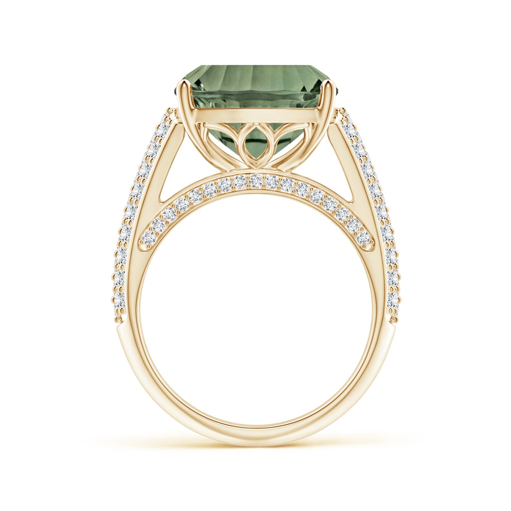 12.14x12.13x7.95mm AAA GIA Certified Cushion Green Amethyst Ring with Pave-Set Diamonds in Yellow Gold Side 399