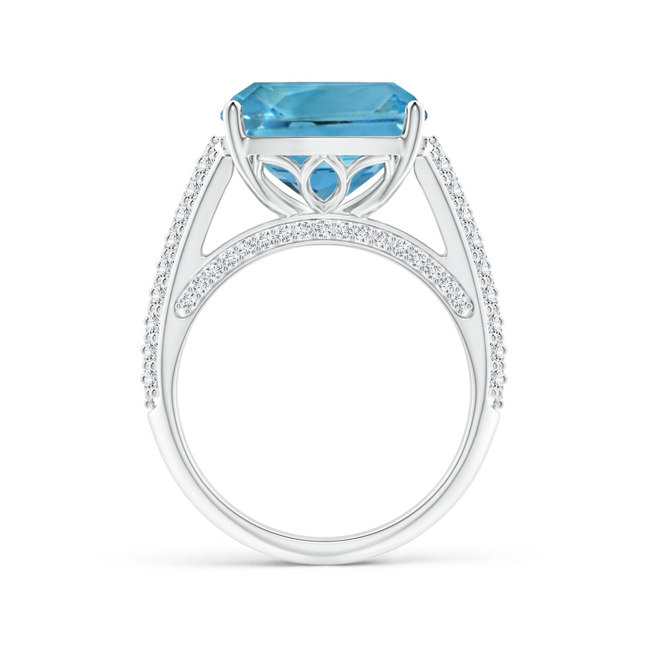 12.12x12x7.87mm AAAA GIA Certified Cushion Aquamarine Ring with Pave-Set Diamonds in 18K White Gold side-1