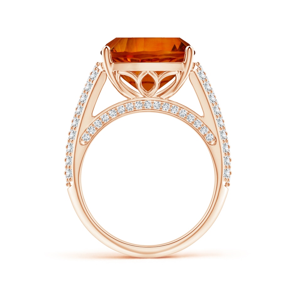 12.13x12.13x7.66mm AAAA GIA Certified Cushion Citrine Ring with Pave-Set Diamonds in Rose Gold Side 199